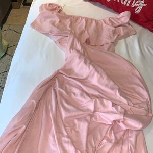 Gently Loved Ruffle Off Shoulder Mermaid Maternity  Gown/Dress by PinkBlush